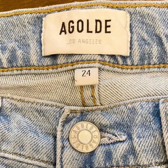AGOLDE Lyle Sz 24 Midrise Fray Hem Ankle Jeans Women’s Stretch Light Raw Hem - Picture 8 of 13